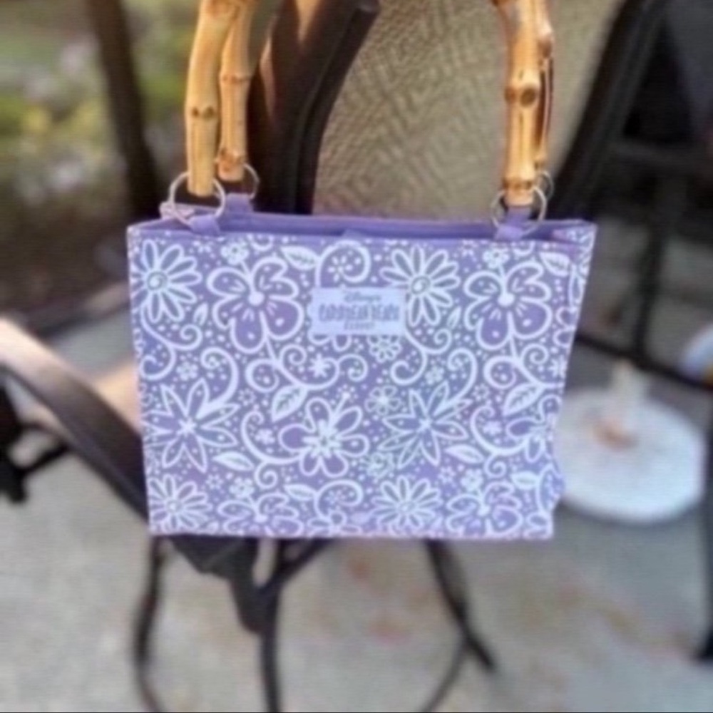 Disney Purple Floral Tote with Bamboo Handles